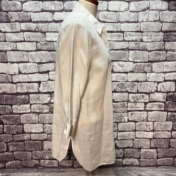 Chico's White Button Down No-Iron Blouse Size L - Picture 7 of 8